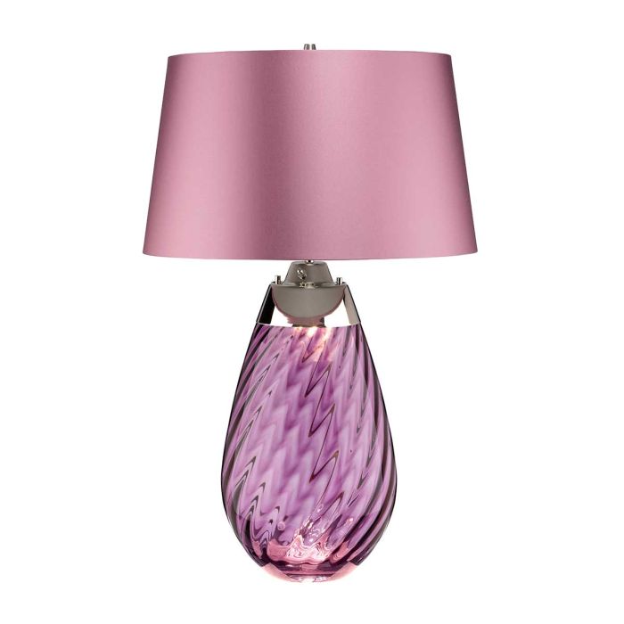 Lena 2 Light Large Plum Table Lamp - Plum-tinted Glass / Heather Shade