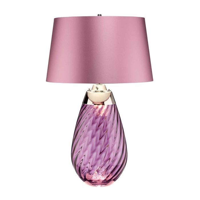 Lena 2 Light Large Plum Table Lamp - Plum-tinted Glass / Heather Shade