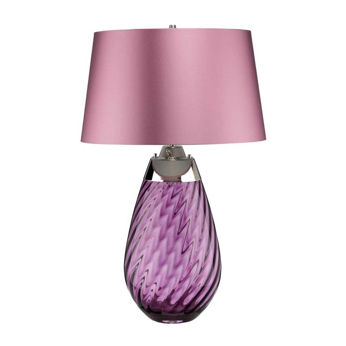 Lena 2 Light Large Plum Table Lamp - Plum-tinted Glass / Heather Shade