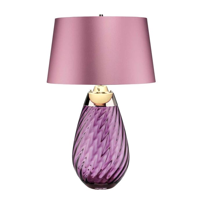 Lena 2 Light Large Plum Table Lamp - Plum-tinted Glass / Heather Shade