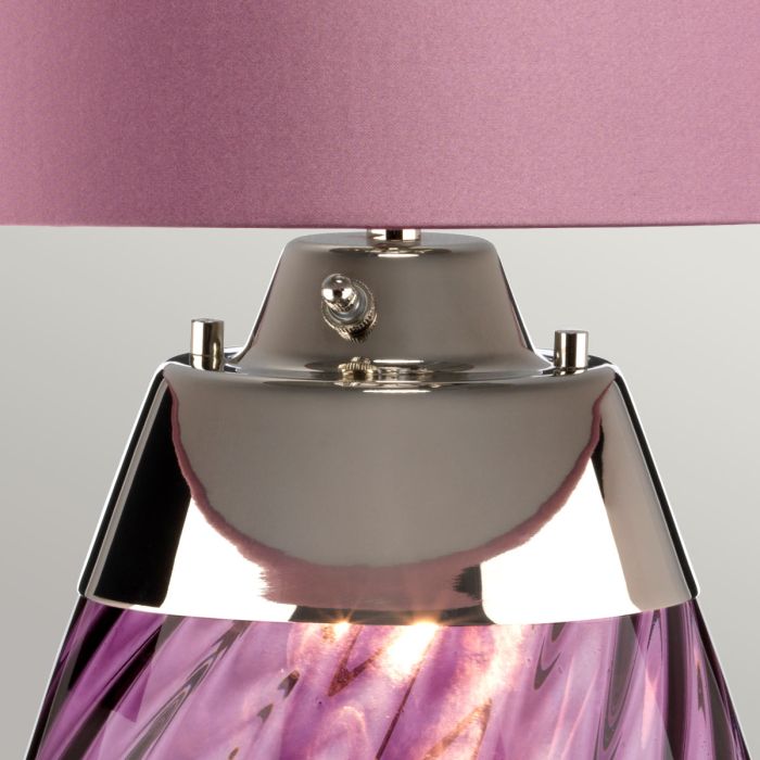 Lena 2 Light Large Plum Table Lamp - Plum-tinted Glass / Heather Shade