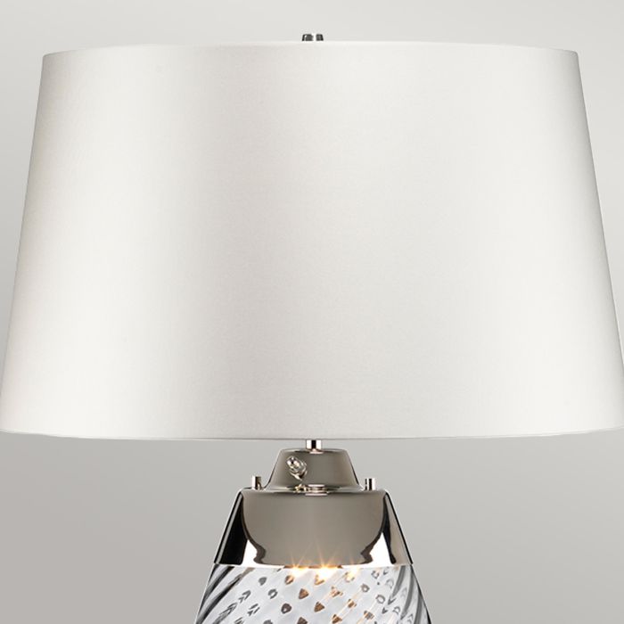 Lena 2 Light Large Smoke Table Lamp with Off-white Shade - Smoke-tinted Glass / Off-White Shade
