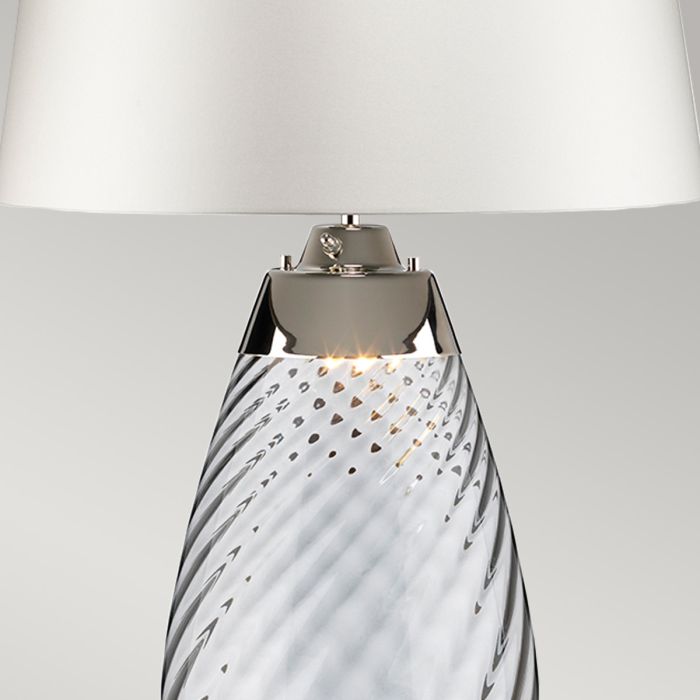 Lena 2 Light Large Smoke Table Lamp with Off-white Shade - Smoke-tinted Glass / Off-White Shade