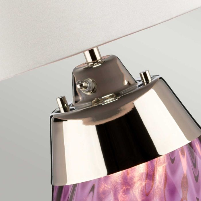 Lena 2 Light Small Plum Table Lamp with Off-white Shade - Plum-tinted Glass / Off-White Shade