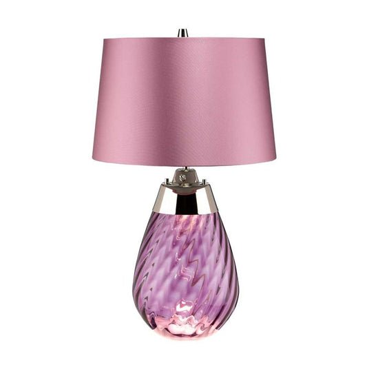 Lena 2 Light Small Plum Table Lamp - Plum-tinted Glass / Heather Shade