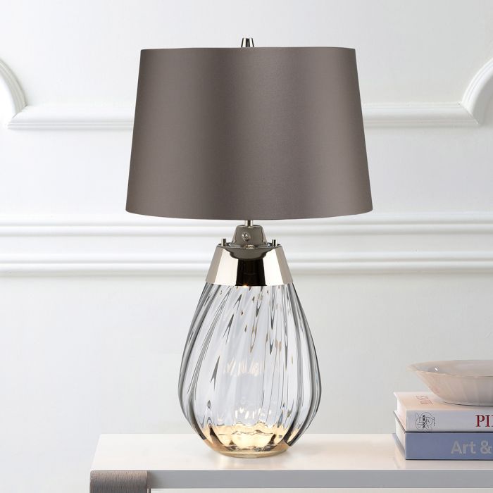 Lena 2 Light Small Smoke Table Lamp - Smoke-tinted Glass / Slate Shade
