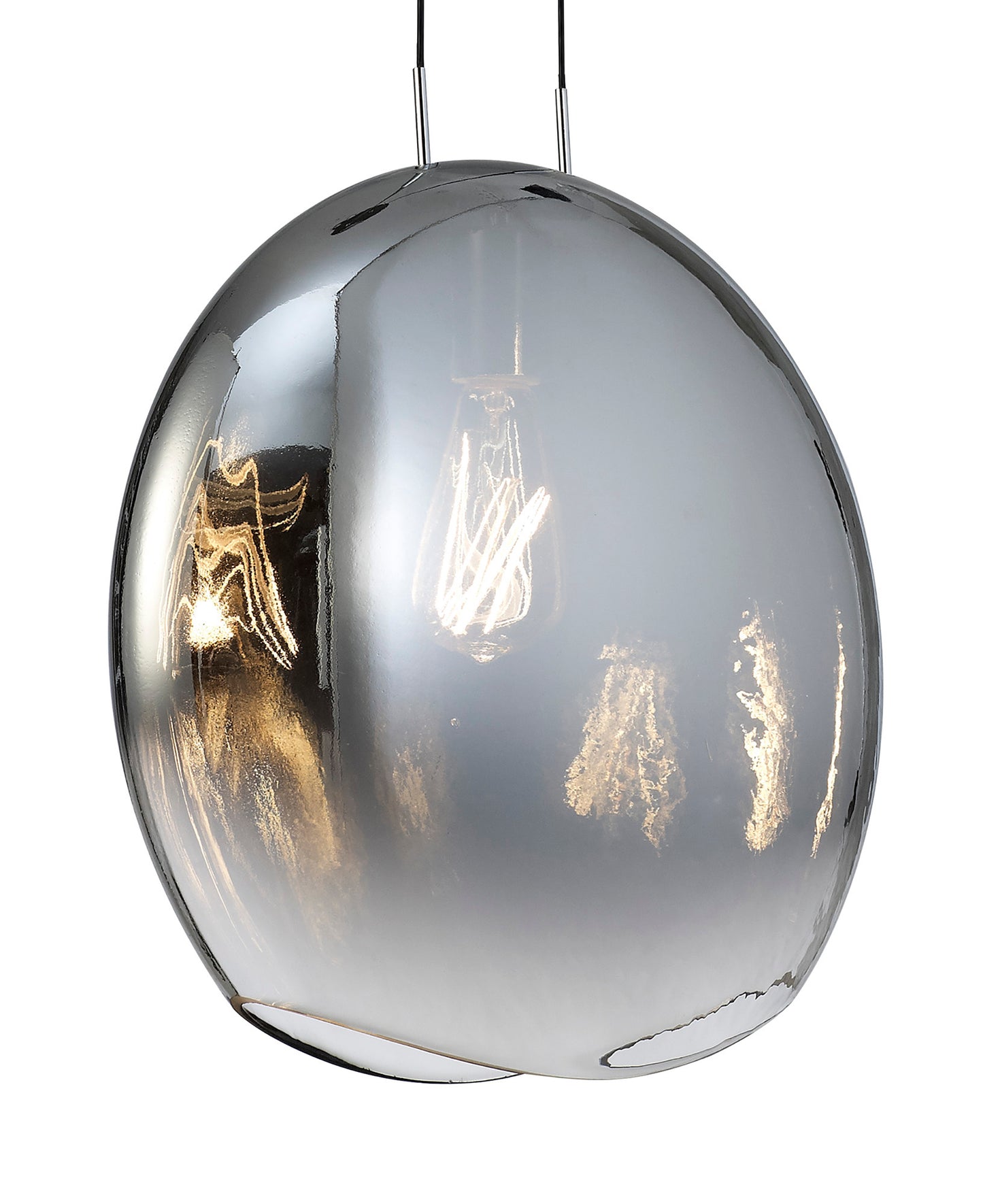 Lens Pendant 40cm Round, 1 x E27 (Max 40W) Chrome Glass by Mantra