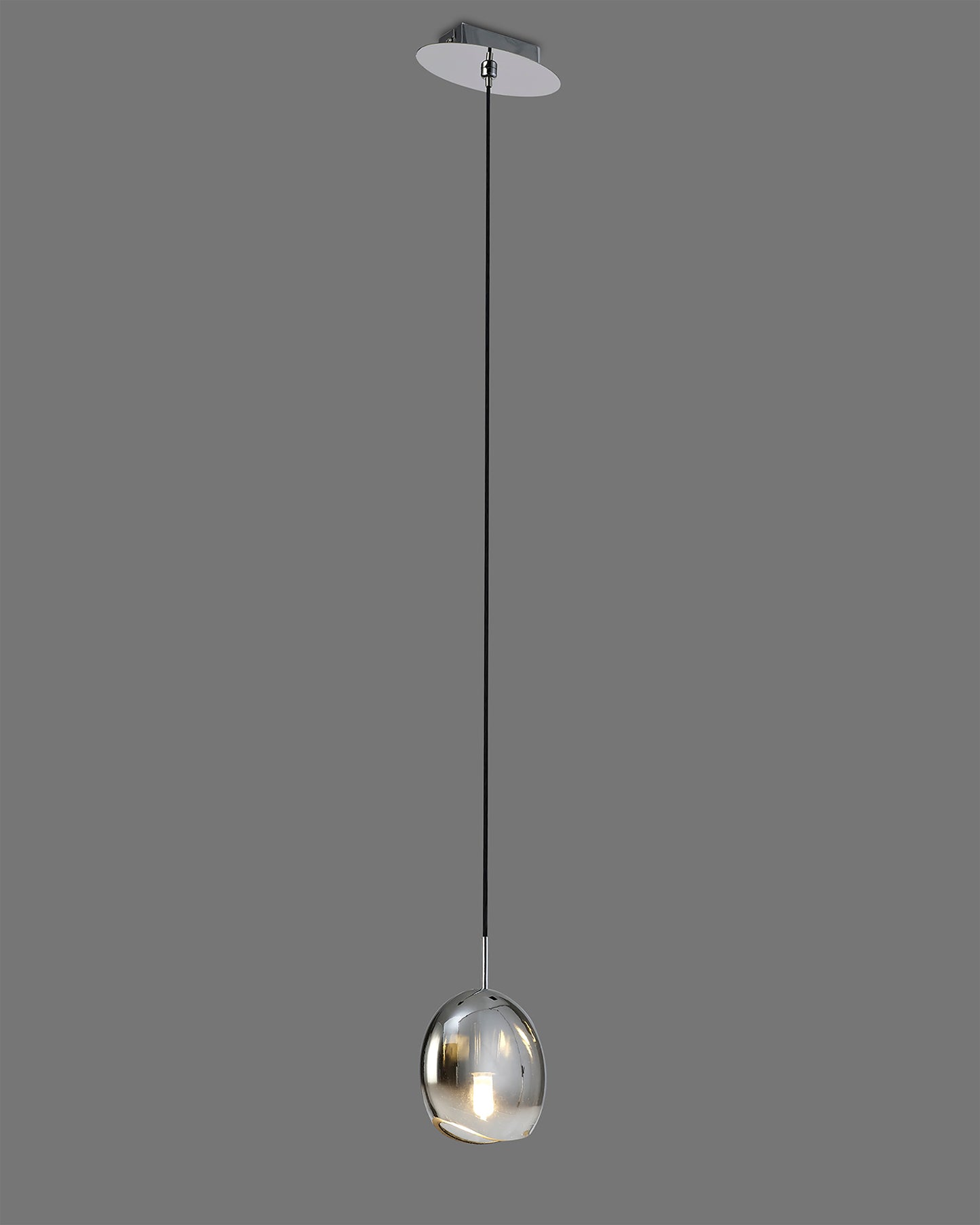 Lens Pendant 14cm Round, 1 x G9 (Max 8W) Chrome Glass by Mantra