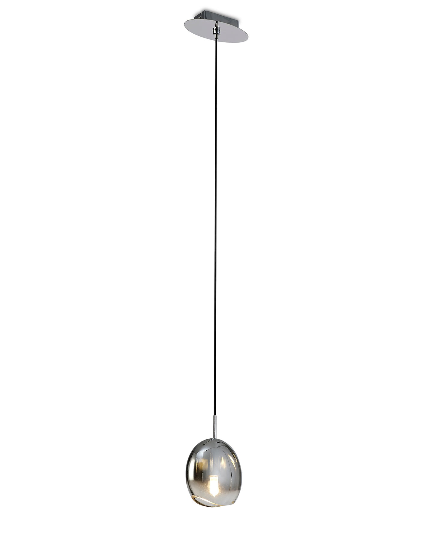 Lens Pendant 14cm Round, 1 x G9 (Max 8W) Chrome Glass by Mantra