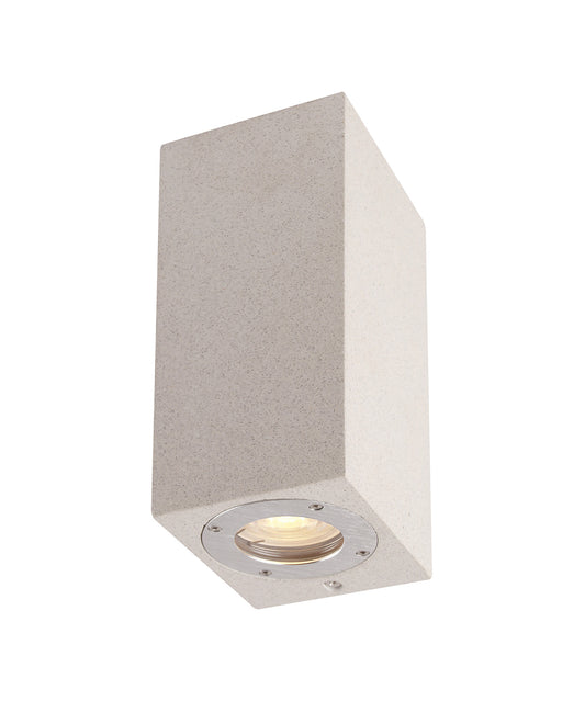 Levi Rectangular Wall Lamp, 2 x GU10 (Max 12W), IP65, White Concrete, 2yrs Warranty by Mantra