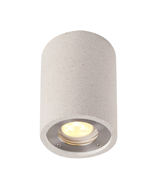 Levi Round Spotlight, 1 x GU10 (Max 12W), IP65, White Concrete, 2yrs Warranty by Mantra