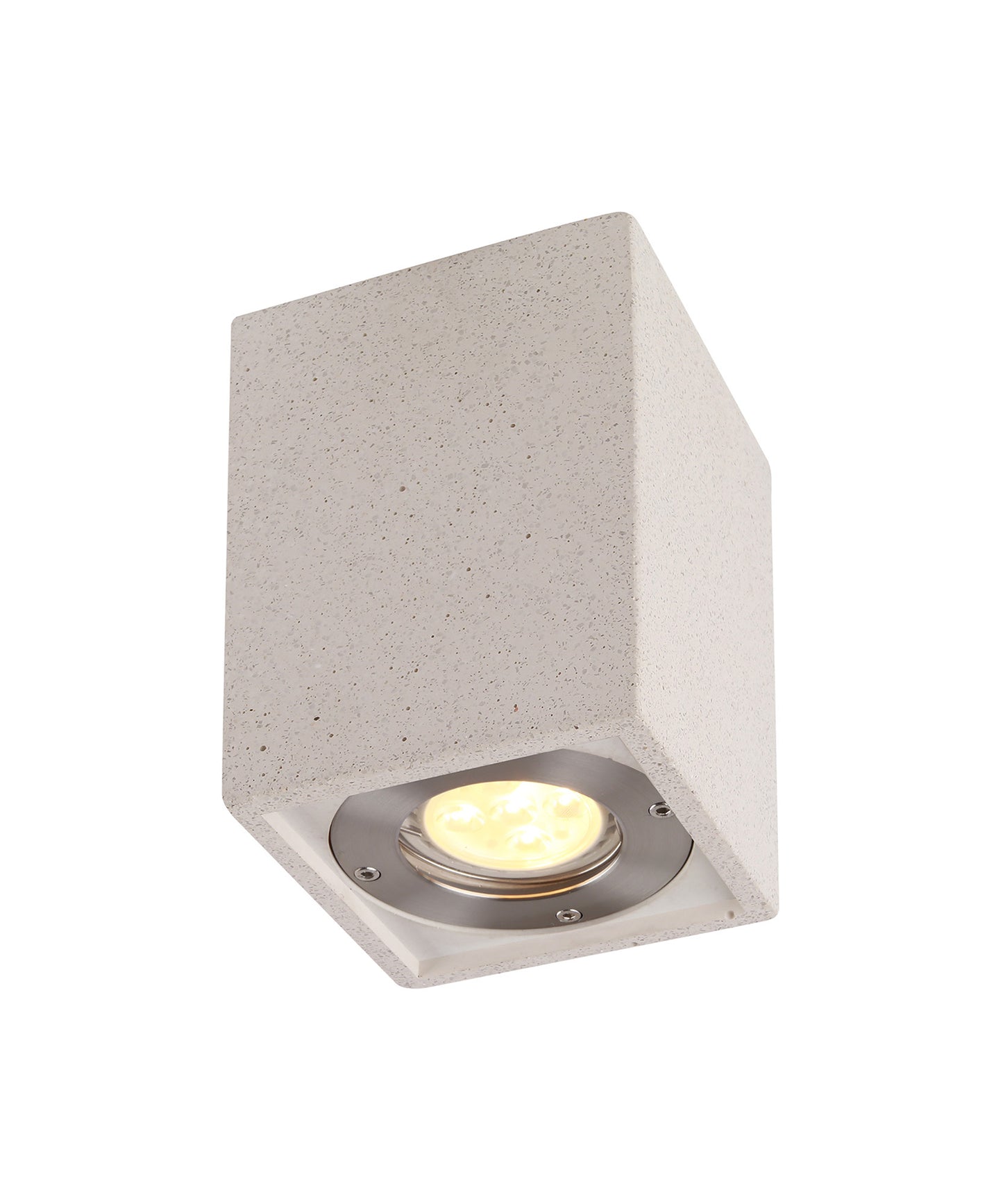 Levi Rectangular Spotlight, 1 x GU10 (Max 12W), IP65, White Concrete, 2yrs Warranty by Mantra