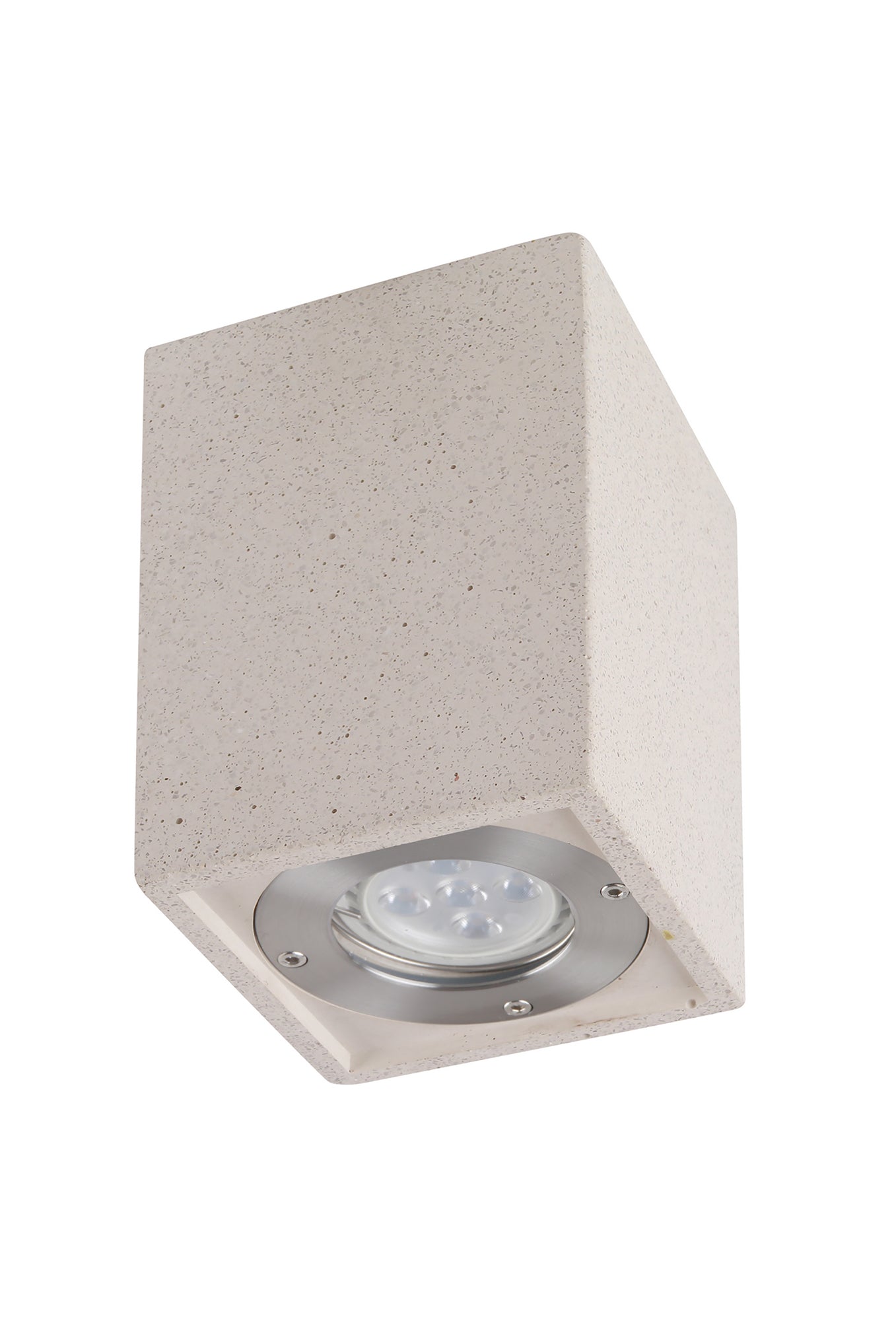 Levi Rectangular Spotlight, 1 x GU10 (Max 12W), IP65, White Concrete, 2yrs Warranty by Mantra