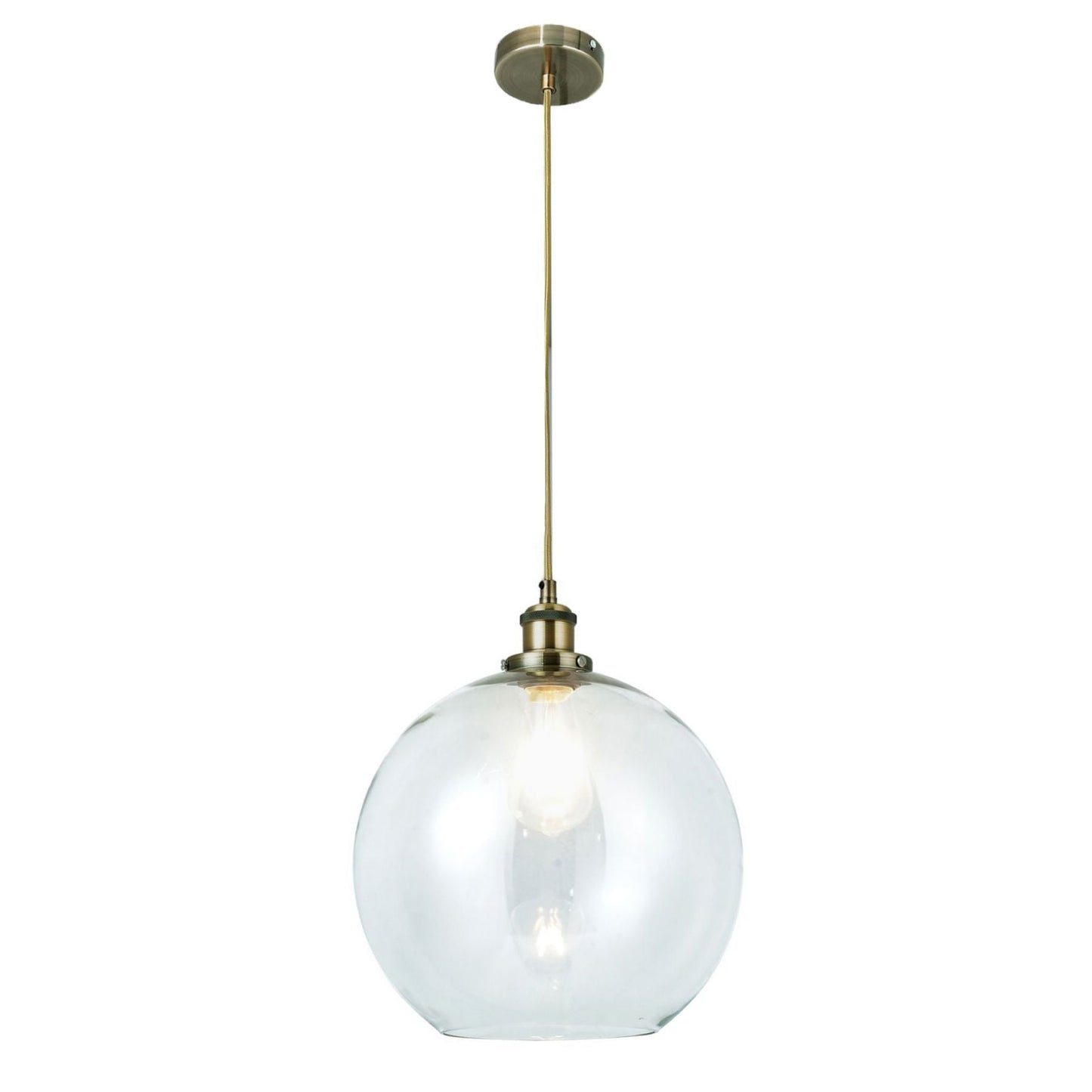 Lewis 1 Light Medium Glass Ball Pendant Antique Brass