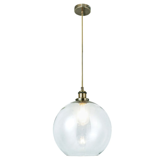 Lewis 1 Light Medium Glass Ball Pendant Antique Brass