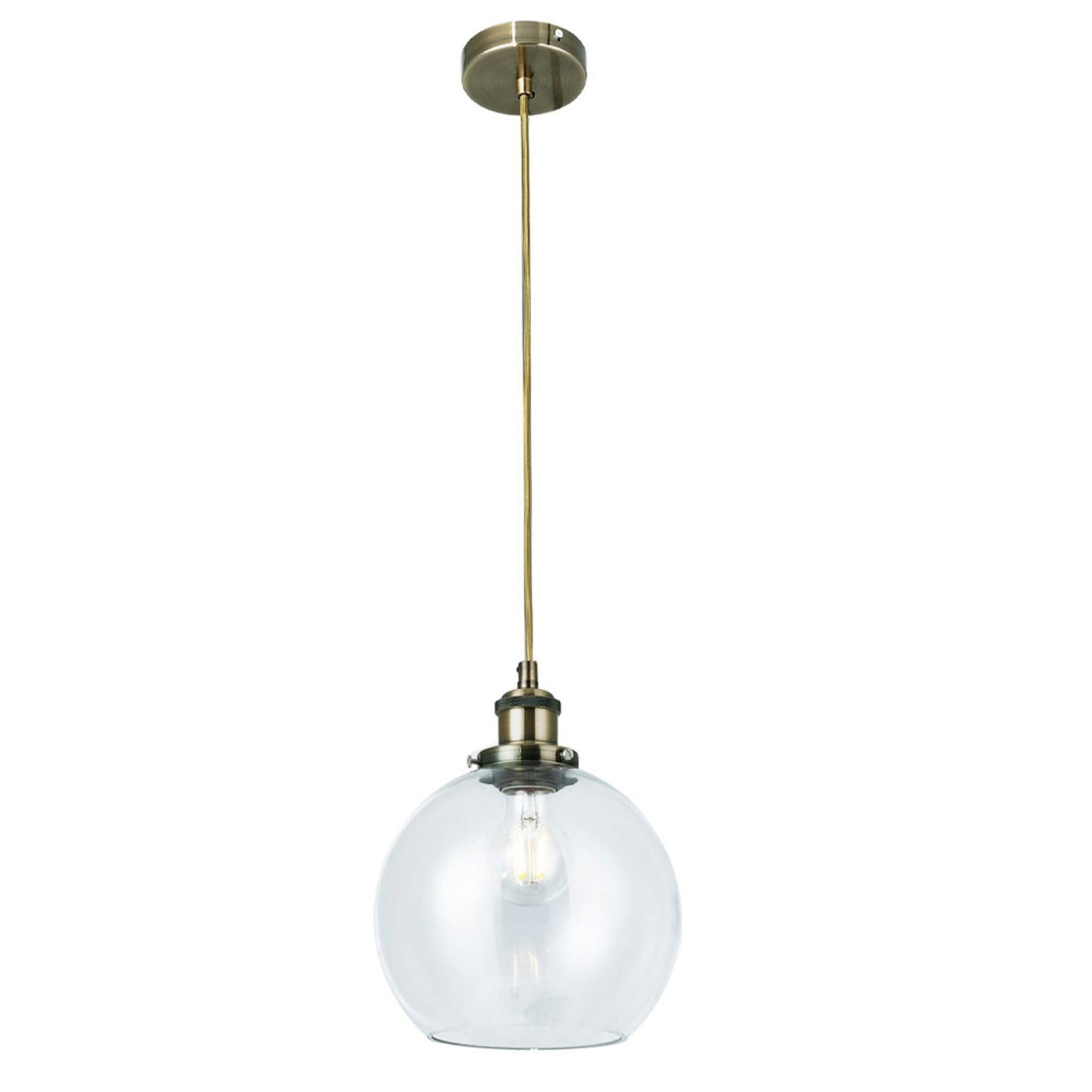 Lewis 1 Light Small Glass Ball Pendant Antique Brass