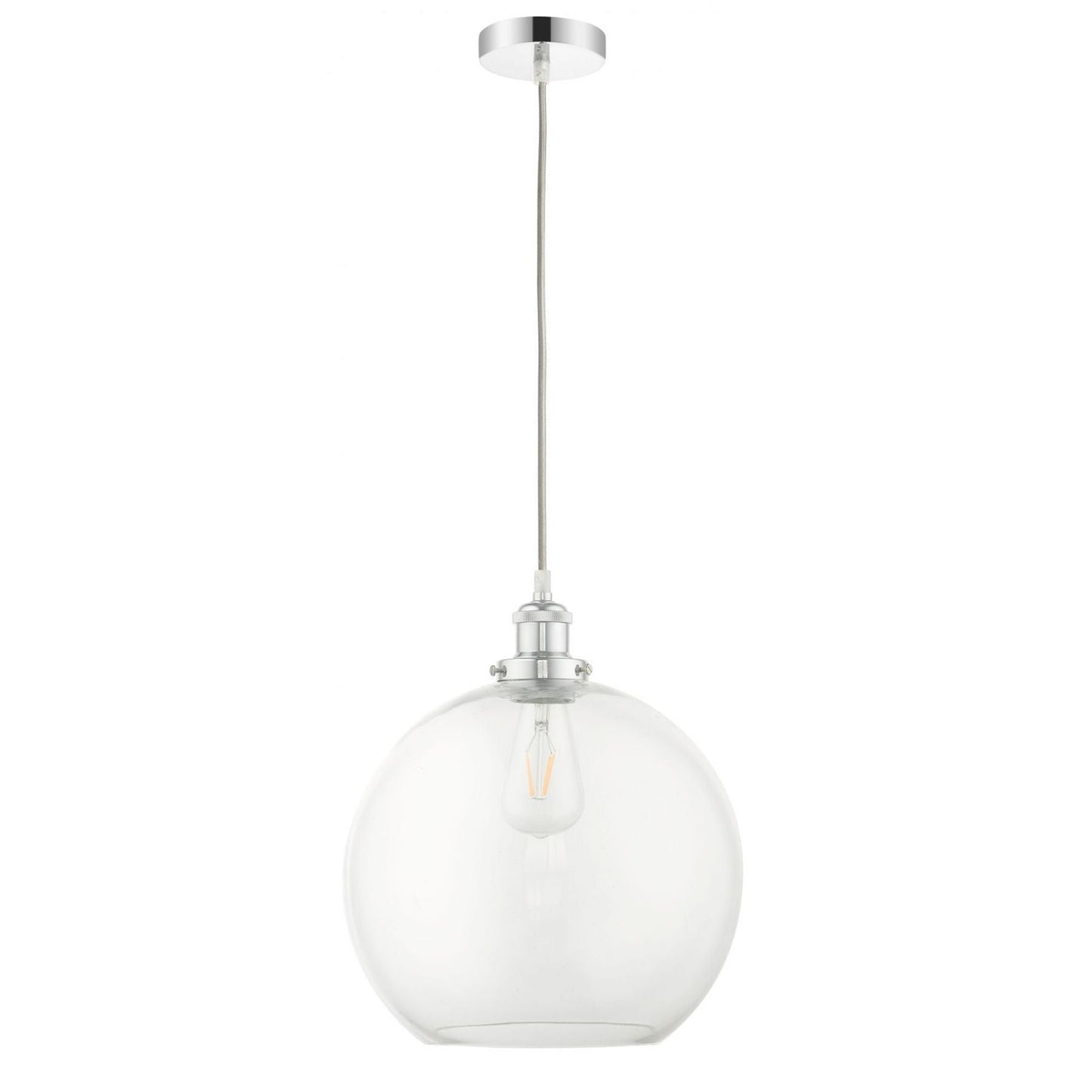 Lewis 1 Light Medium Glass Ball Pendant Polished Chrome