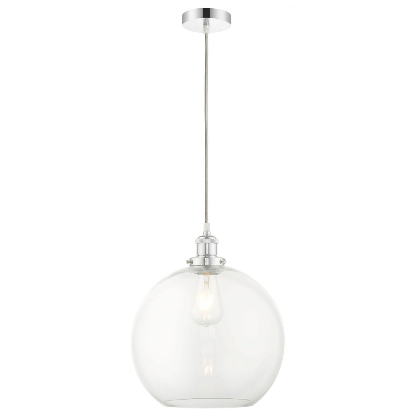 Lewis 1 Light Medium Glass Ball Pendant Polished Chrome