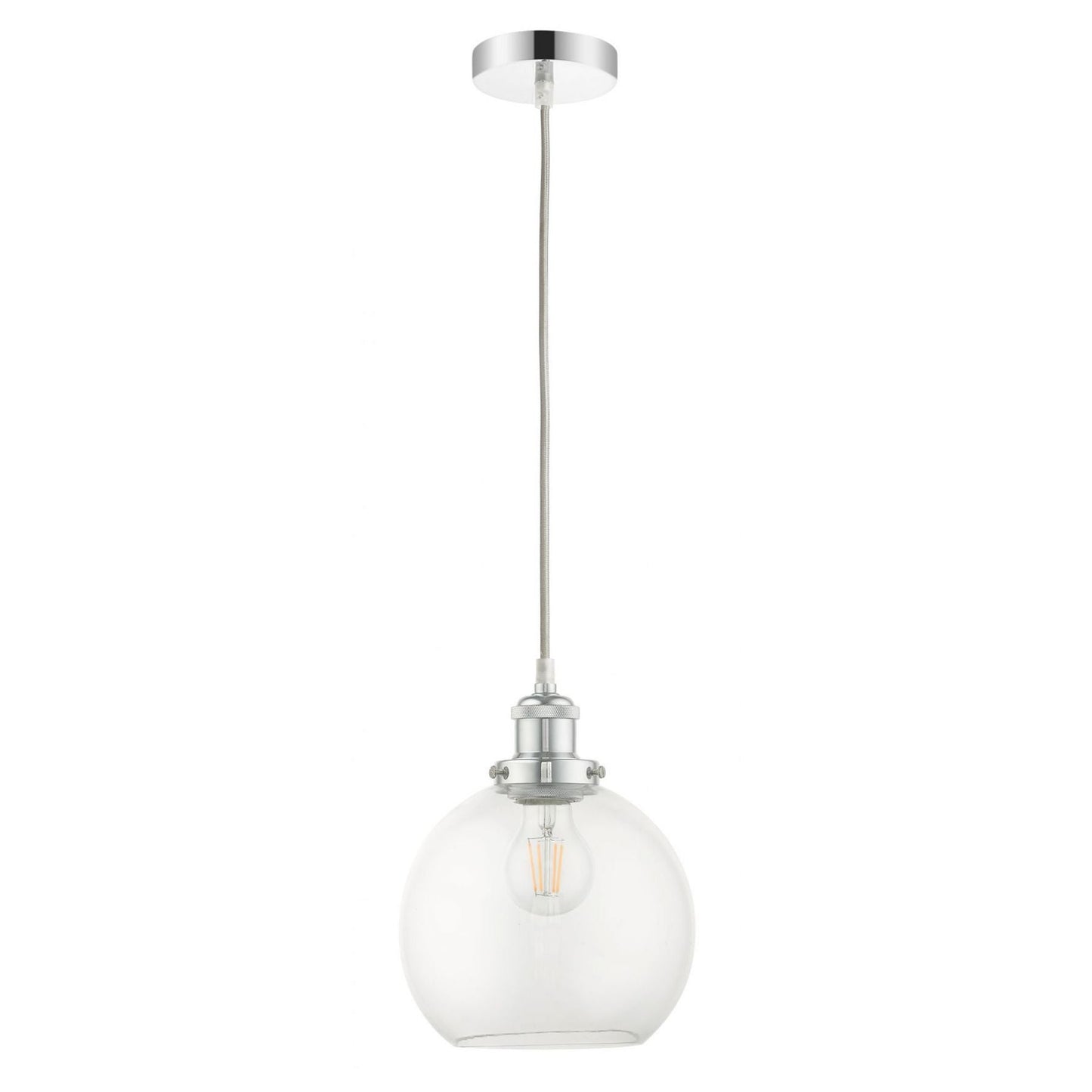 Lewis 1 Light Small Glass Ball Pendant Polished Chrome