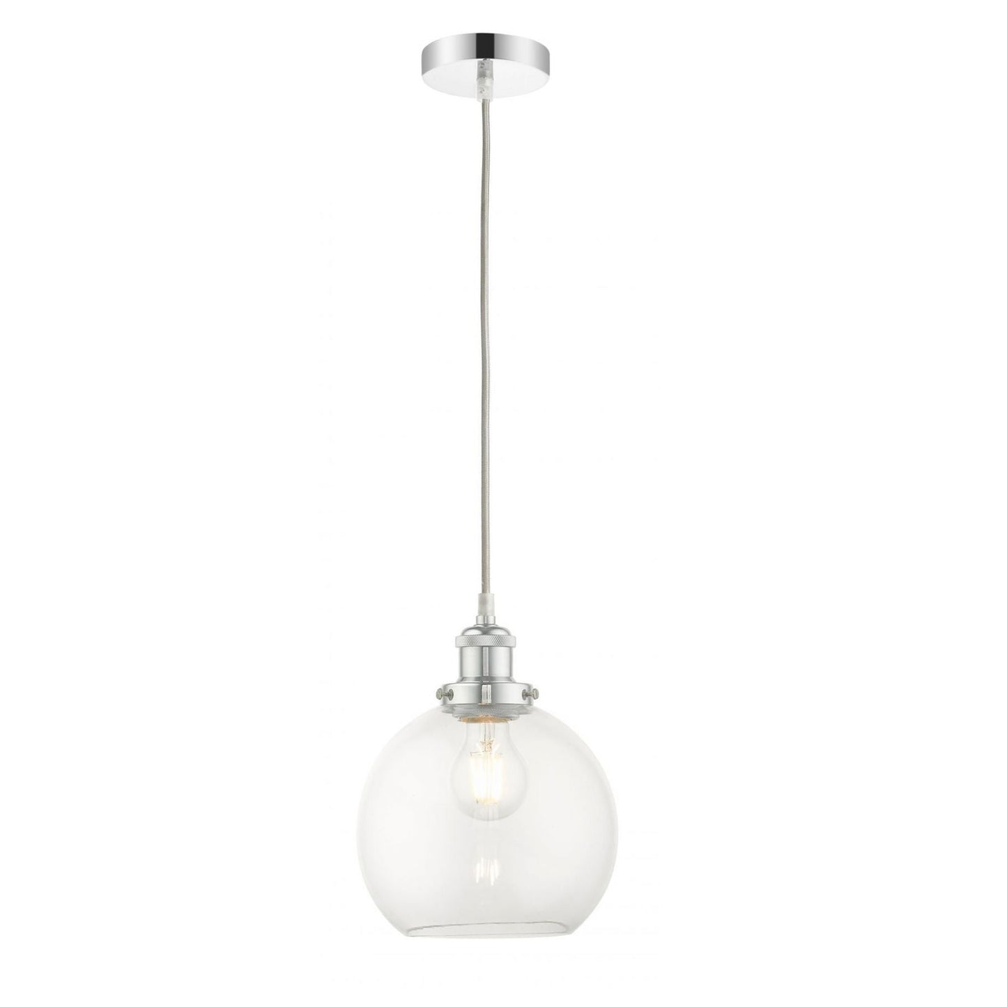 Lewis 1 Light Small Glass Ball Pendant Polished Chrome