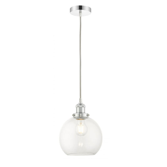 Lewis 1 Light Small Glass Ball Pendant Polished Chrome