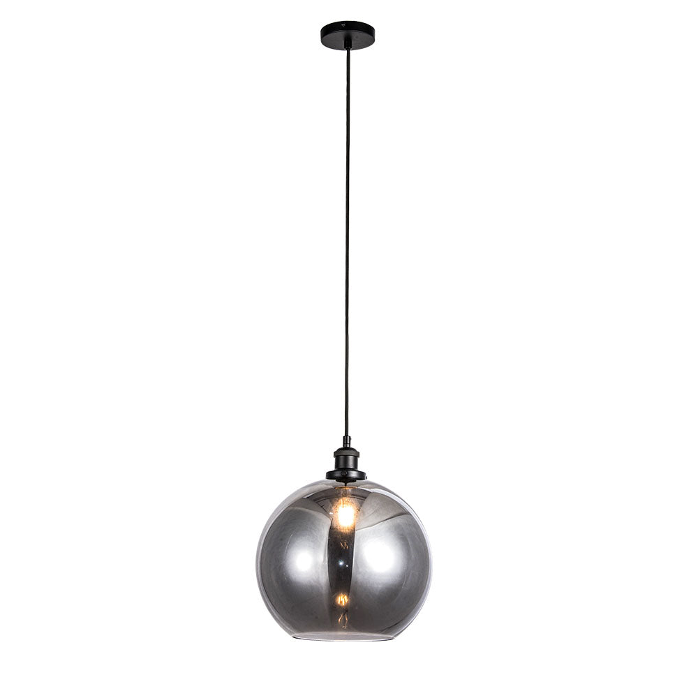 Lewis 1 Light Medium Glass Ball Pendant Matt Black