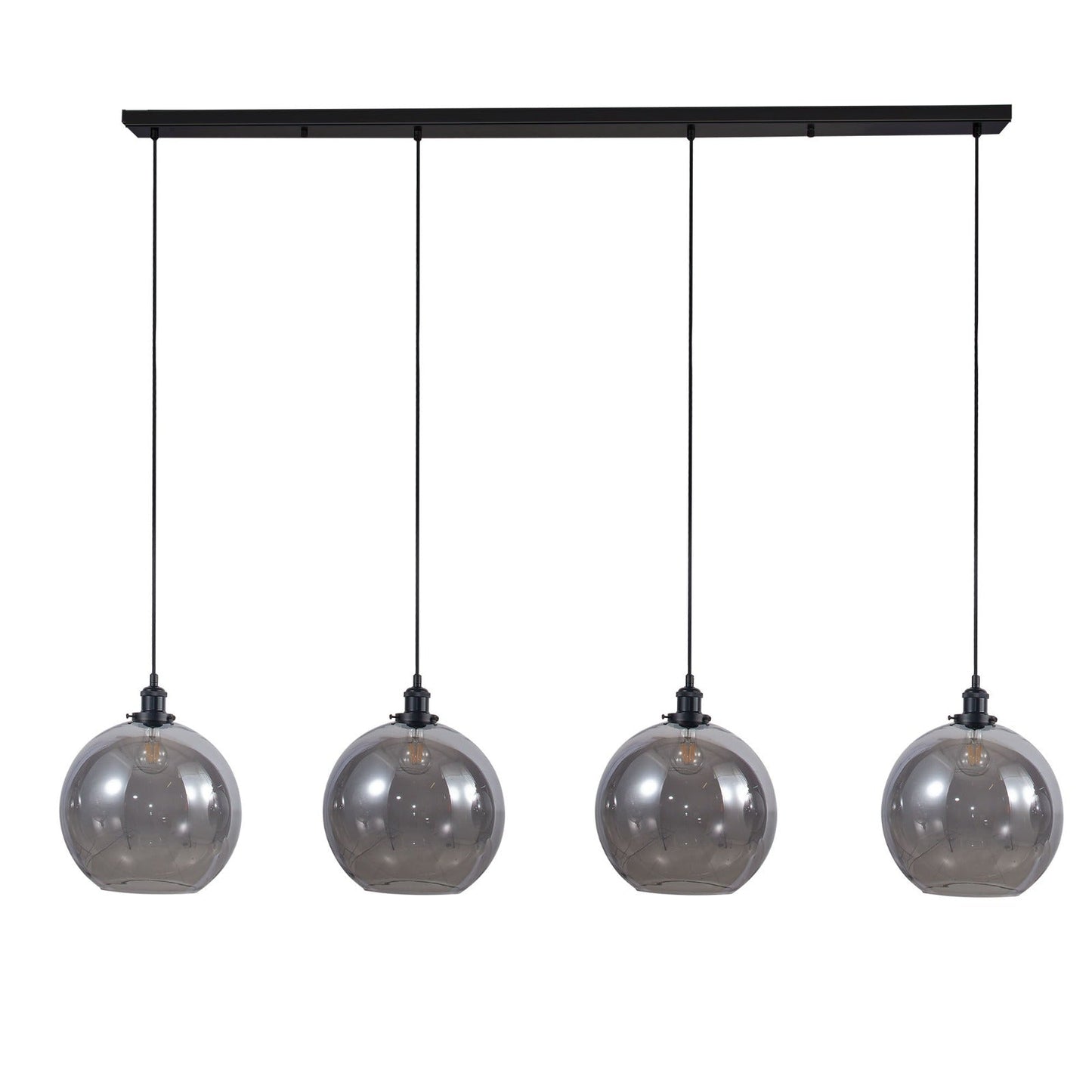 Lewis 4 Light Bar Medium Glass Ball Pendant Matt Black