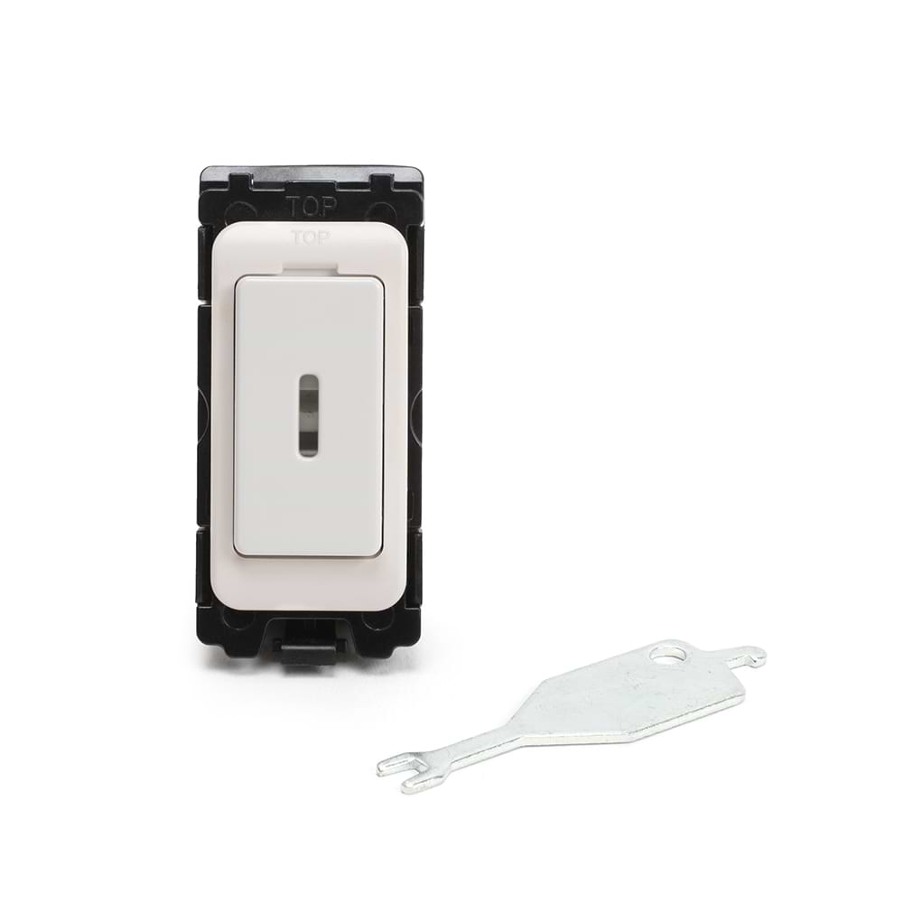 White 20AX Double Pole Key RM-Grid Switch Module