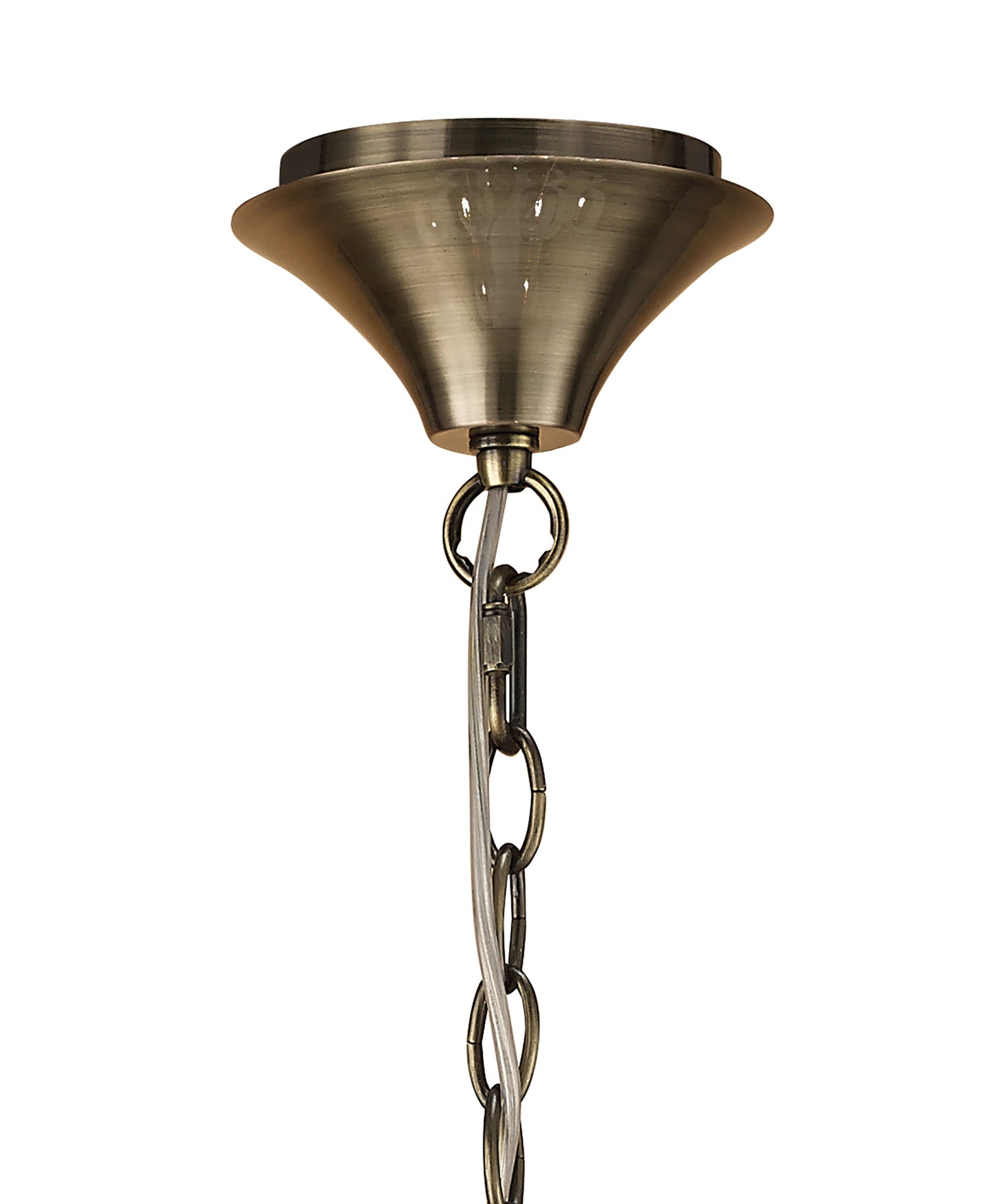 Loewe 2 Tier Pendant 6+3 Light E14, Antique Brass With Cream Shades by Mantra