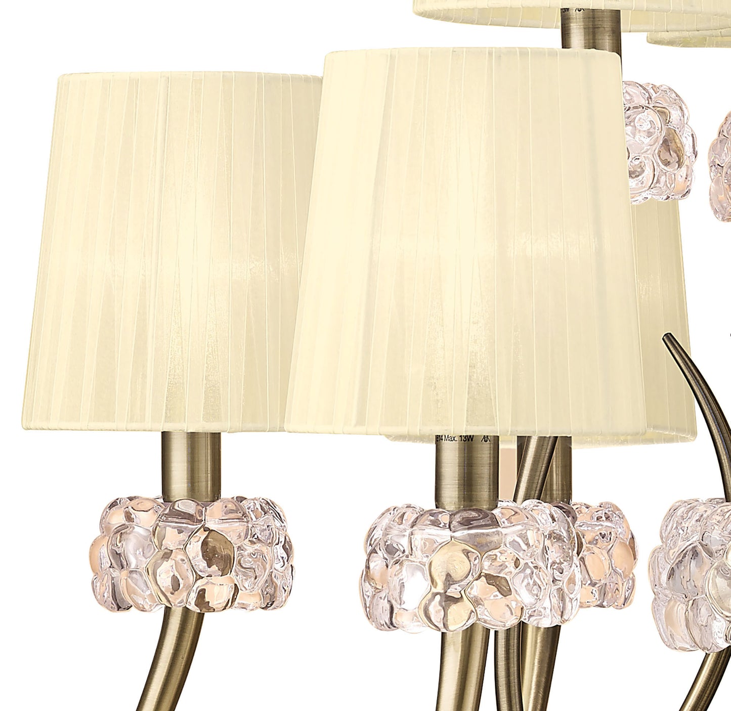 Loewe 2 Tier Pendant 6+3 Light E14, Antique Brass With Cream Shades by Mantra