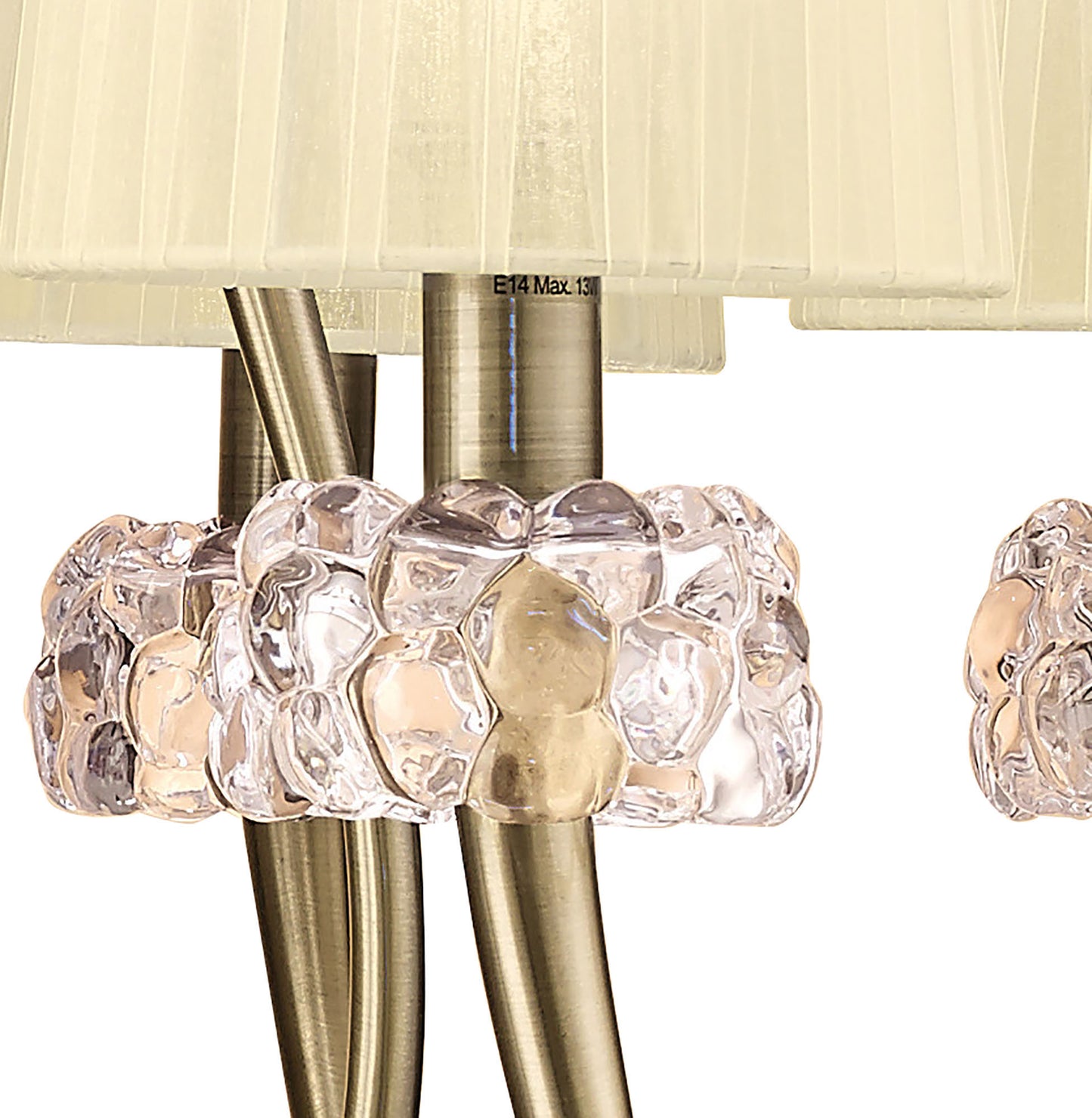 Loewe 2 Tier Pendant 6+3 Light E14, Antique Brass With Cream Shades by Mantra