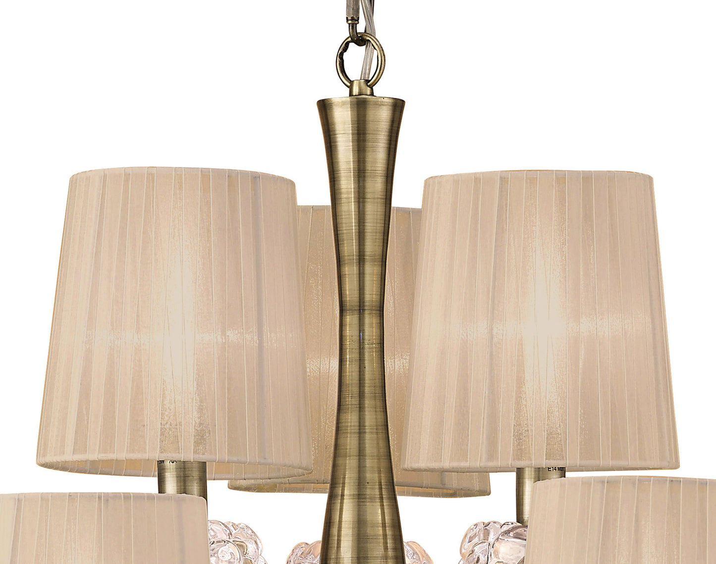 Loewe 2 Tier Pendant 6+3 Light E14, Antique Brass With Soft Bronze Shades by Mantra