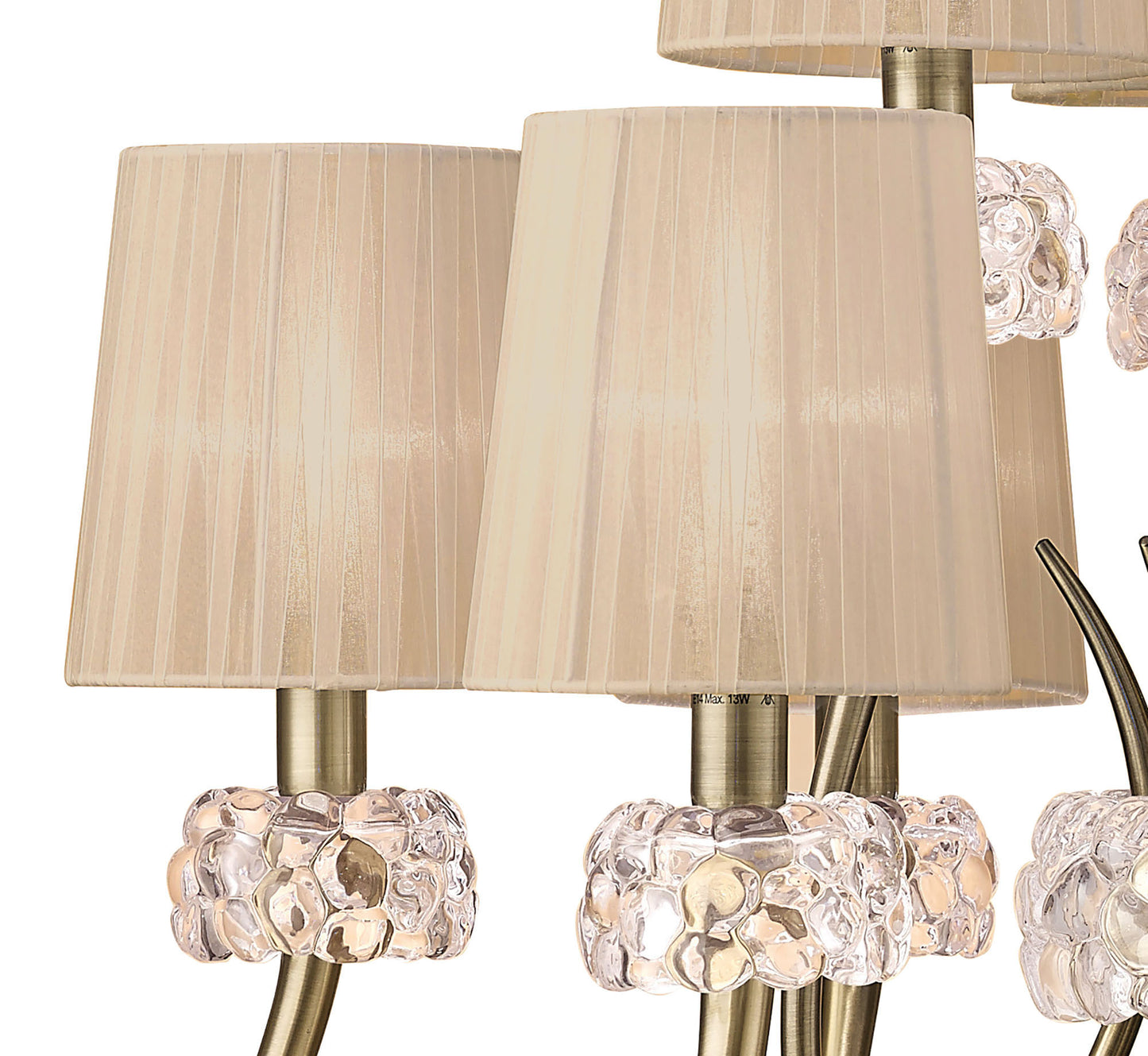 Loewe 2 Tier Pendant 6+3 Light E14, Antique Brass With Soft Bronze Shades by Mantra