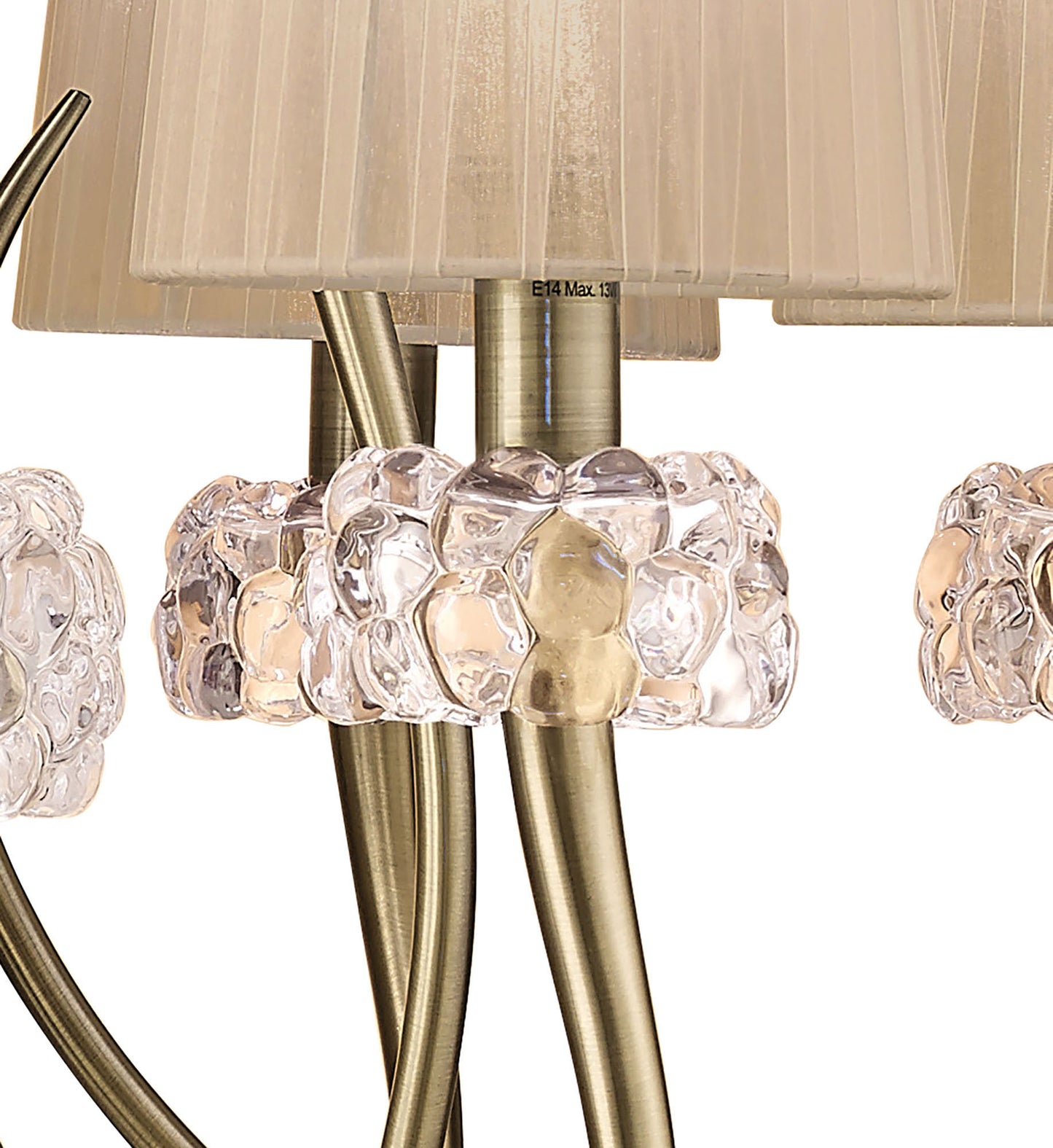 Loewe 2 Tier Pendant 6+3 Light E14, Antique Brass With Soft Bronze Shades by Mantra