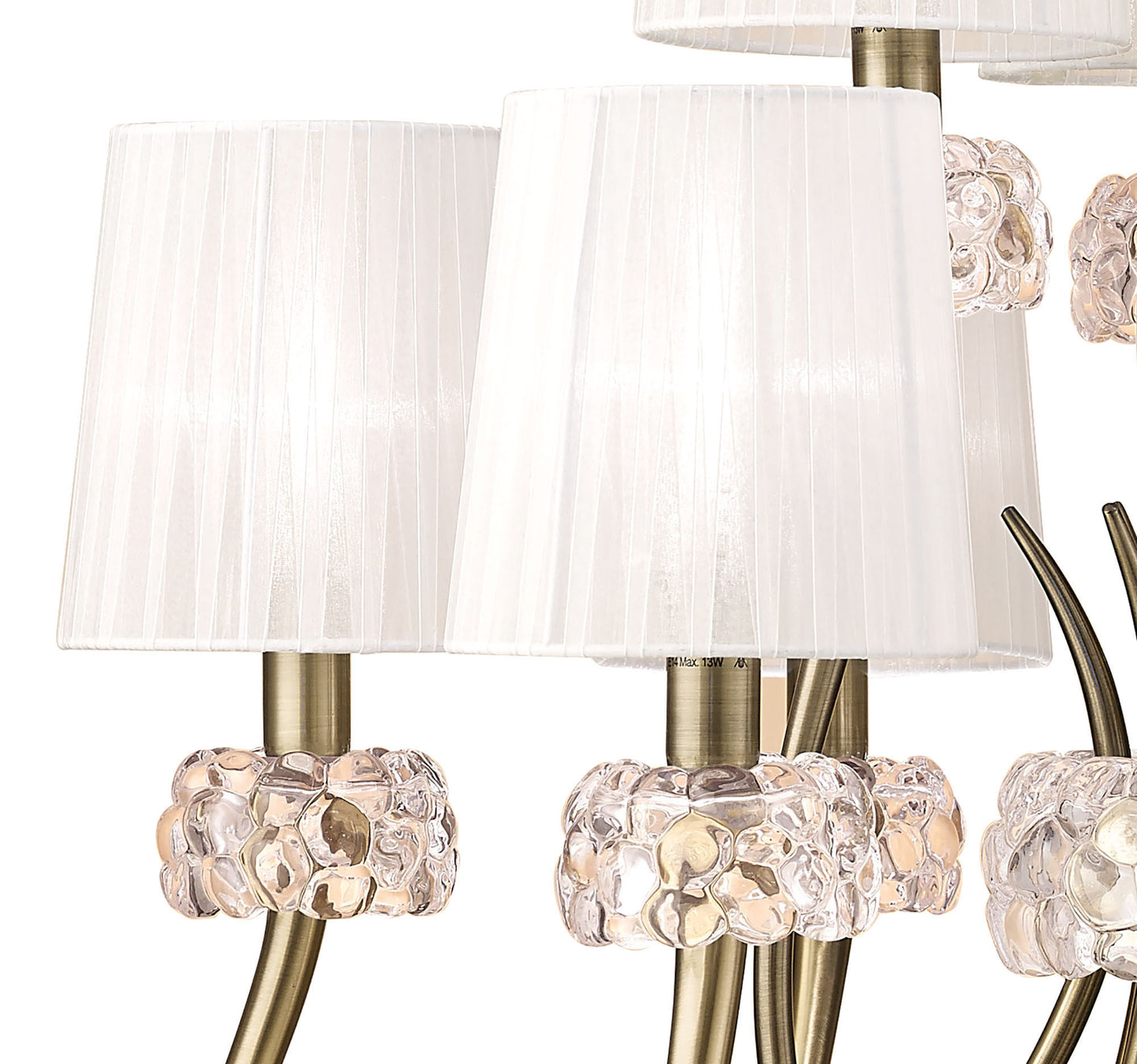 Loewe 2 Tier Pendant 6+3 Light E14, Antique Brass With White Shades (4730) by Mantra