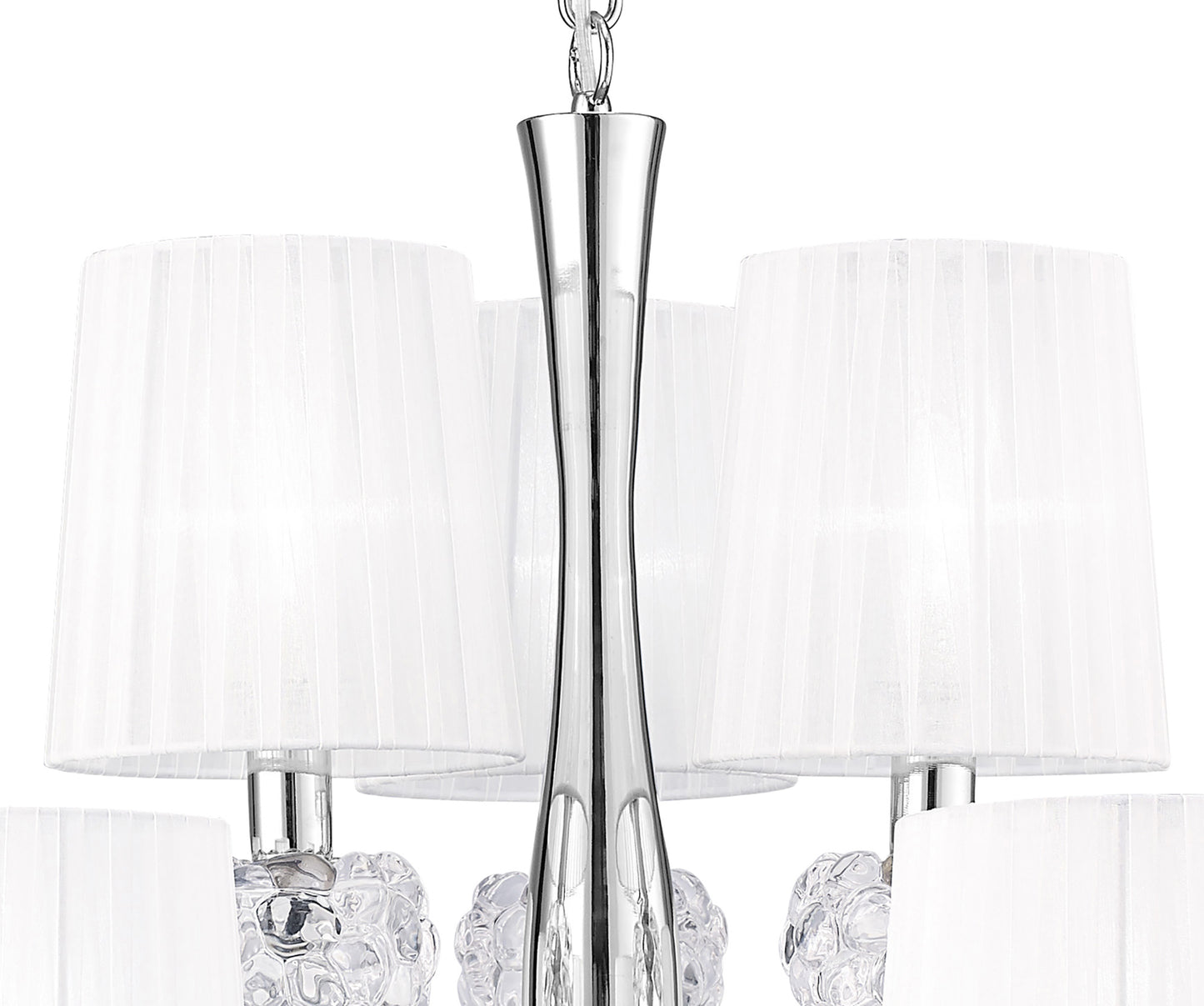 Loewe 2 Tier Pendant 6+3 Light E14, Polished Chrome With White Shades by Mantra