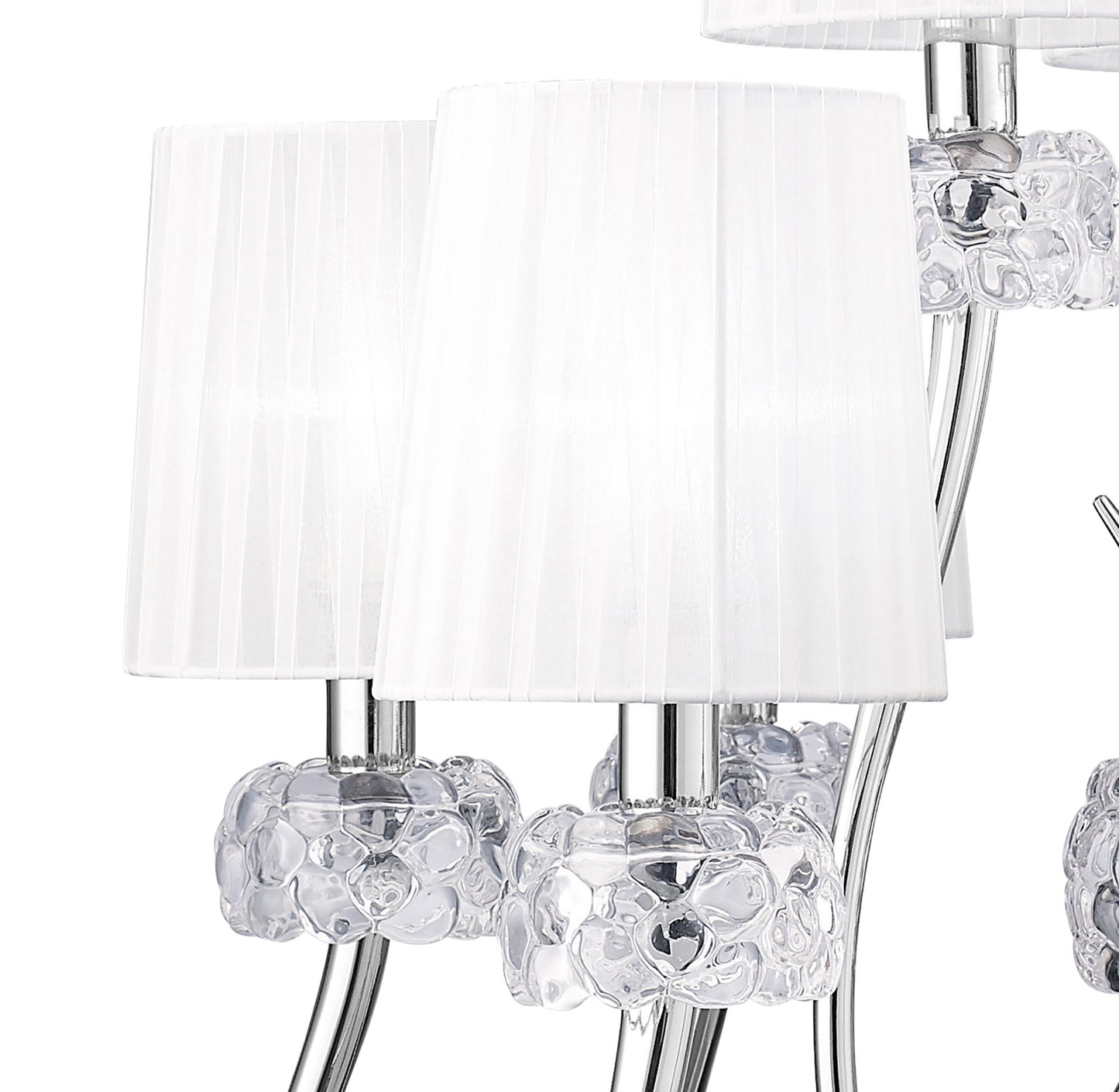 Loewe 2 Tier Pendant 6+3 Light E14, Polished Chrome With White Shades by Mantra