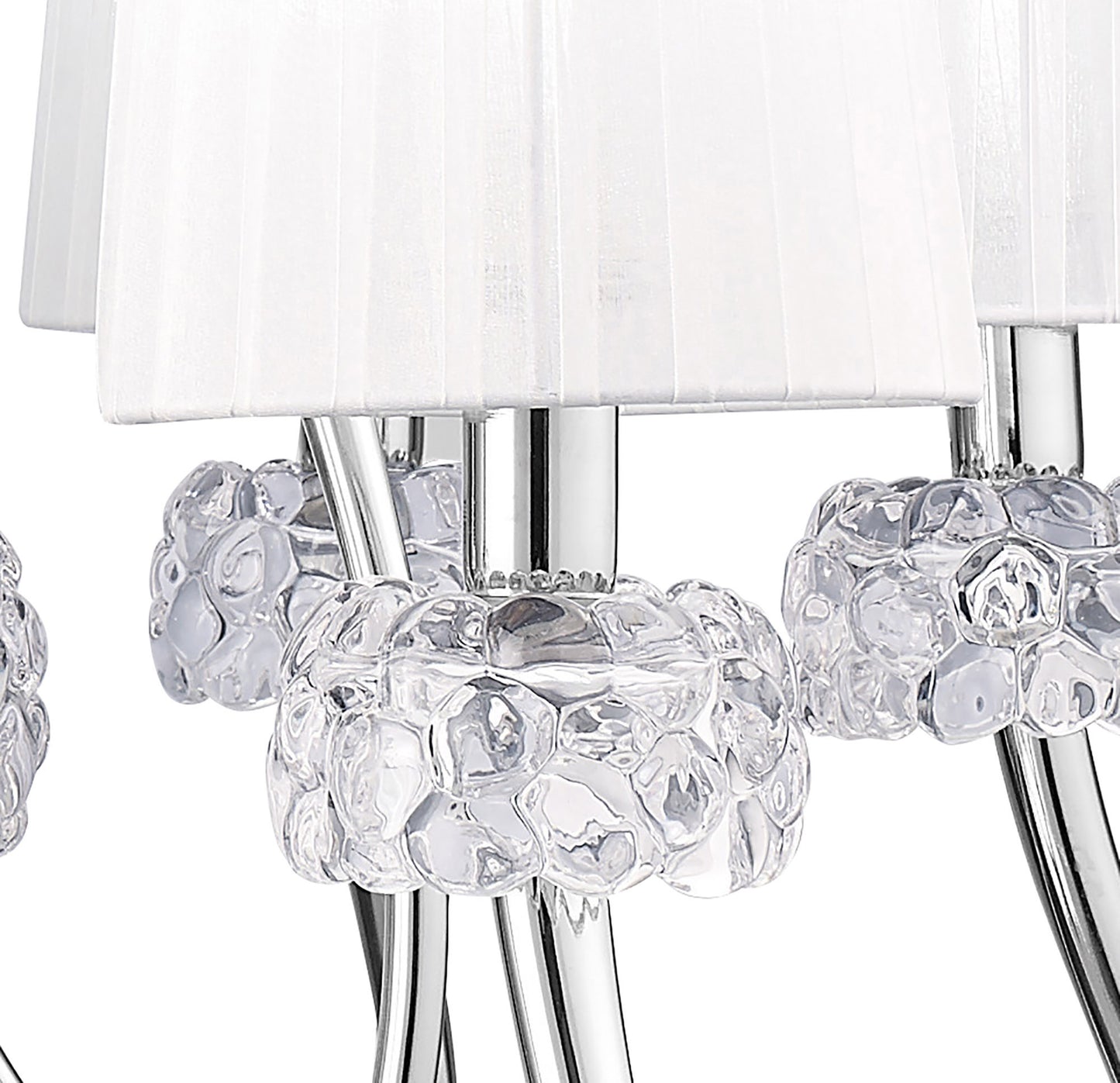 Loewe 2 Tier Pendant 6+3 Light E14, Polished Chrome With White Shades by Mantra