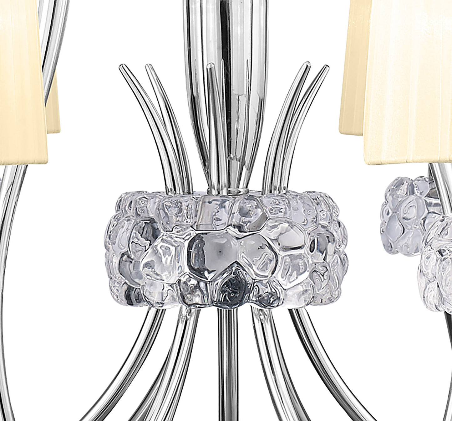 Loewe 2 Tier Pendant 6+3 Light E14, Polished Chrome With Cream Shades by Mantra