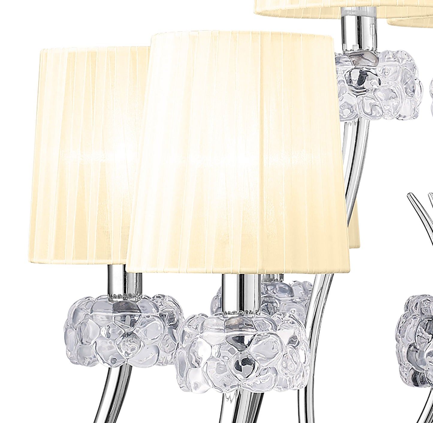 Loewe 2 Tier Pendant 6+3 Light E14, Polished Chrome With Cream Shades by Mantra