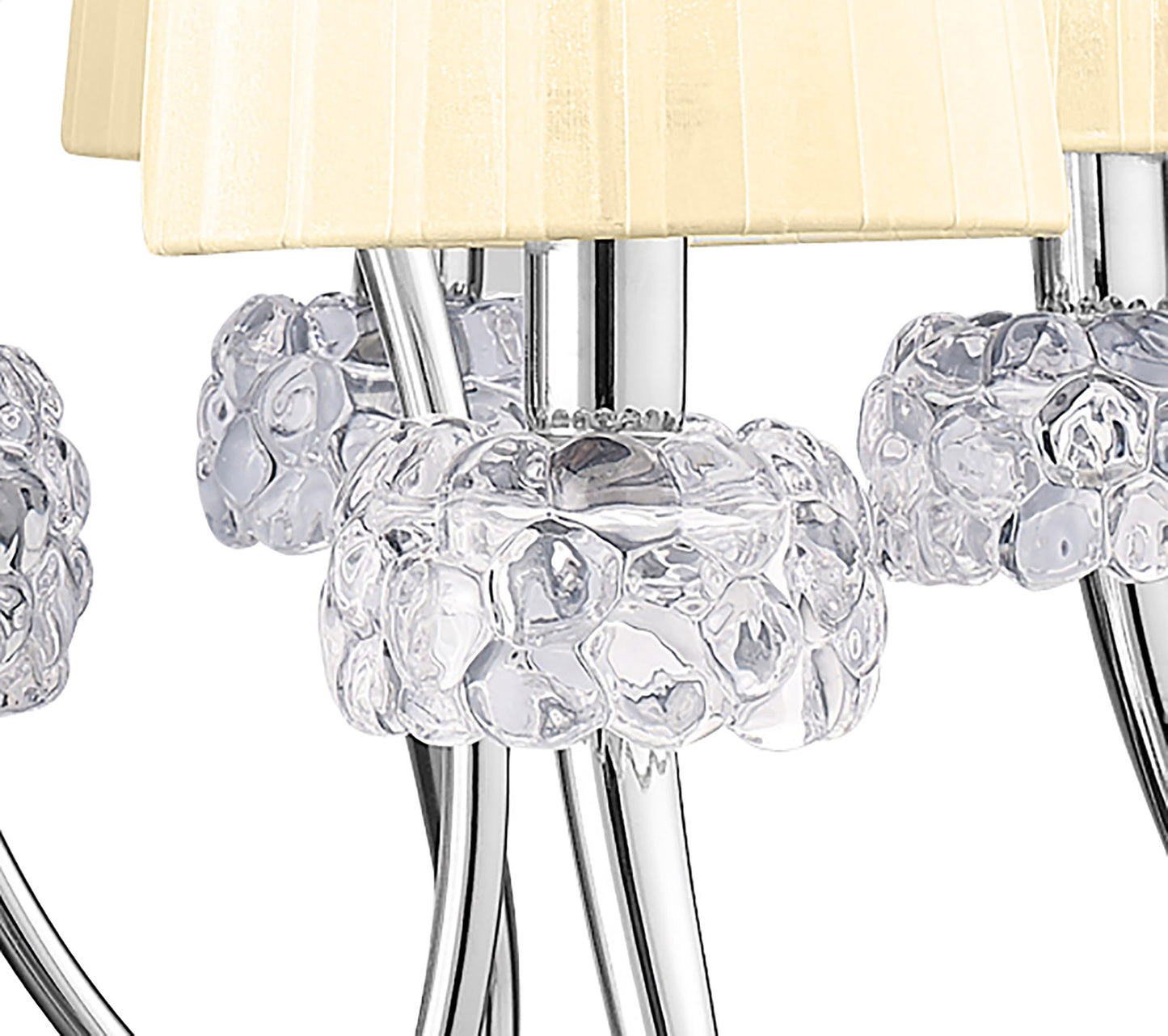 Loewe 2 Tier Pendant 6+3 Light E14, Polished Chrome With Cream Shades by Mantra