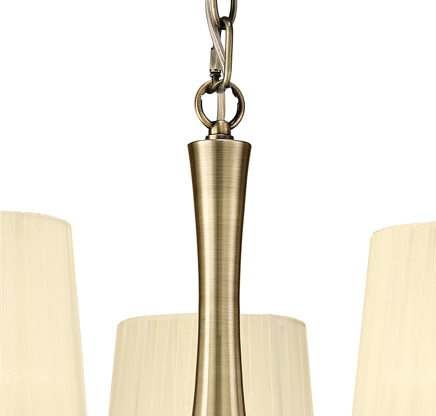 Loewe Pendant 5 Light E14, Antique Brass With Cream Shades by Mantra