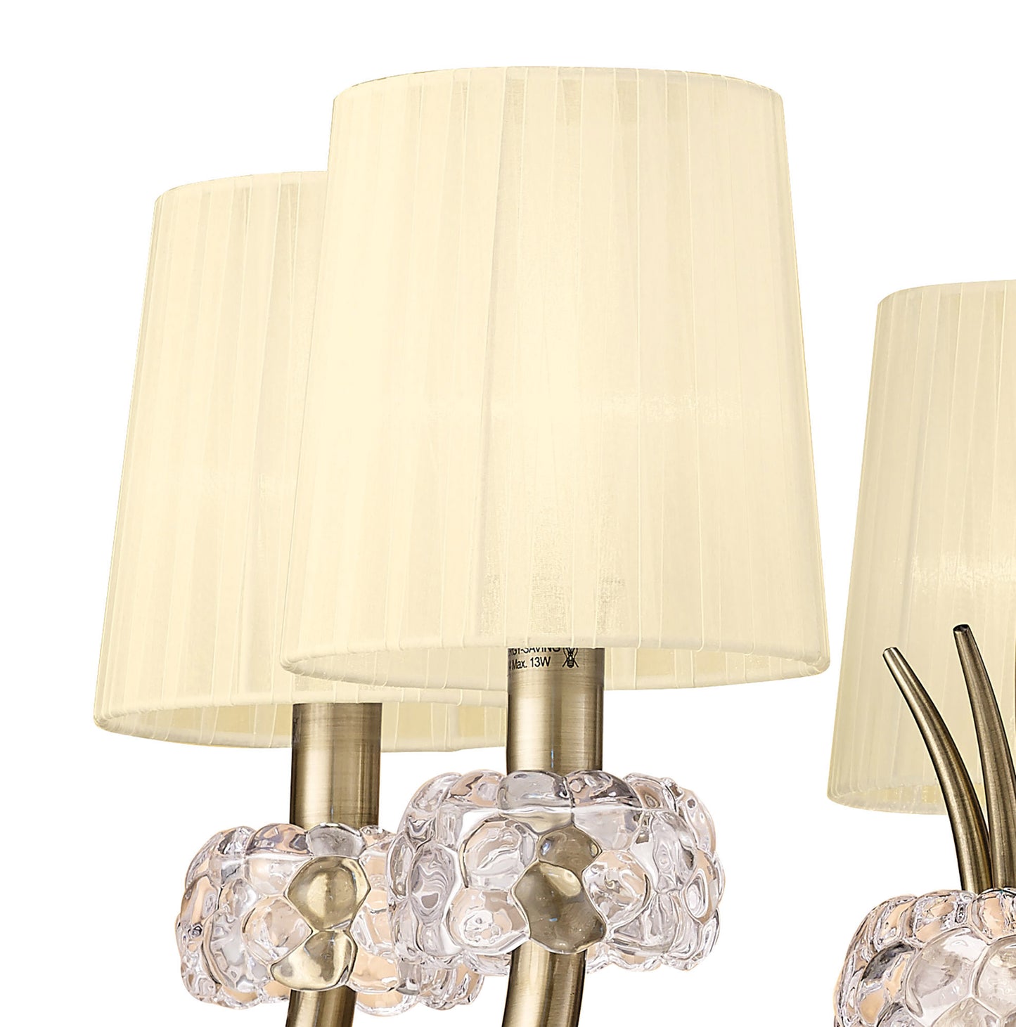 Loewe Pendant 5 Light E14, Antique Brass With Cream Shades by Mantra