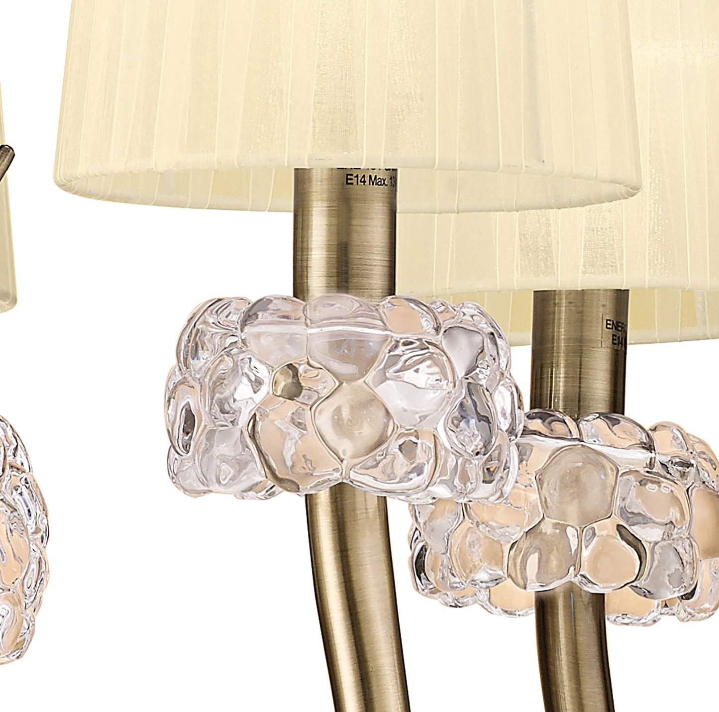 Loewe Pendant 5 Light E14, Antique Brass With Cream Shades by Mantra