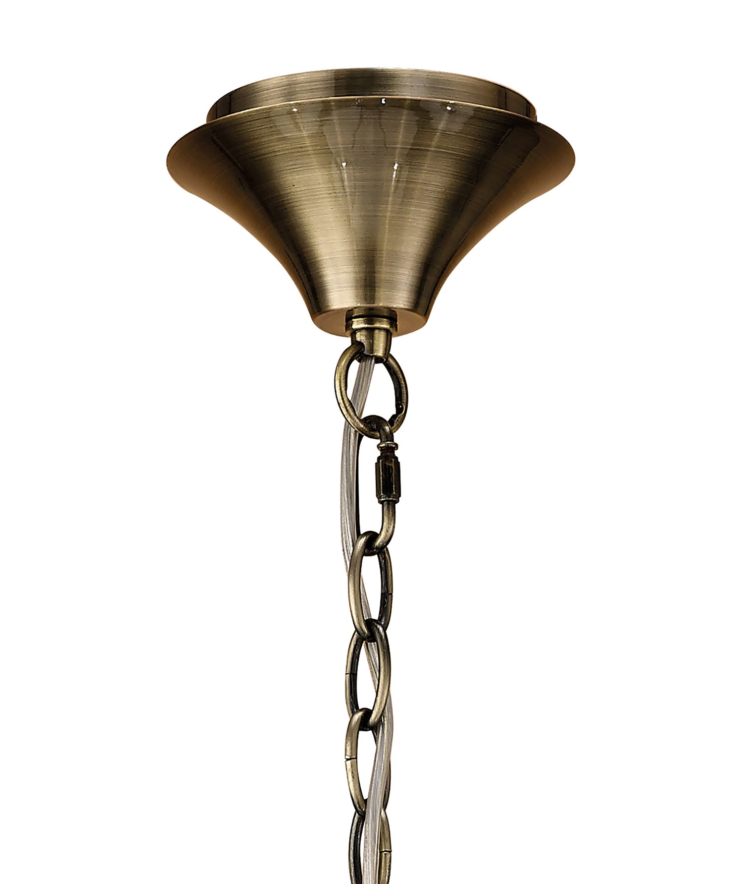 Loewe Pendant 5 Light E14, Antique Brass With Soft Bronze Shades by Mantra