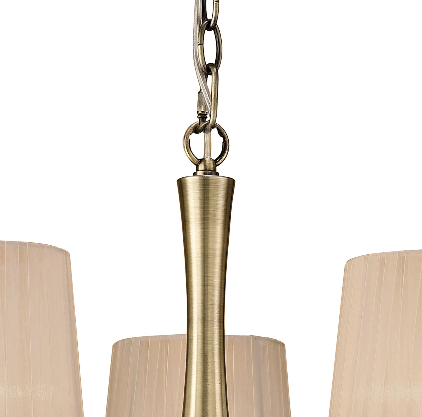 Loewe Pendant 5 Light E14, Antique Brass With Soft Bronze Shades by Mantra