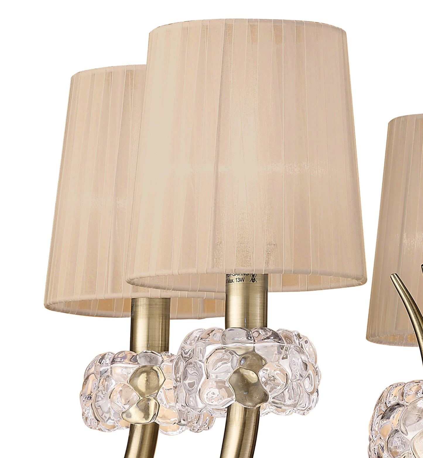 Loewe Pendant 5 Light E14, Antique Brass With Soft Bronze Shades by Mantra