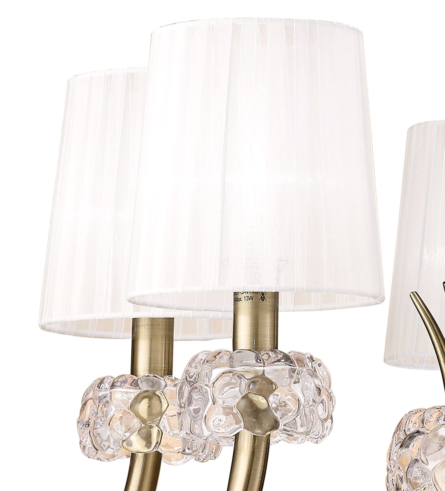 Loewe Pendant 5 Light E14, Antique Brass With White Shades (4731) by Mantra