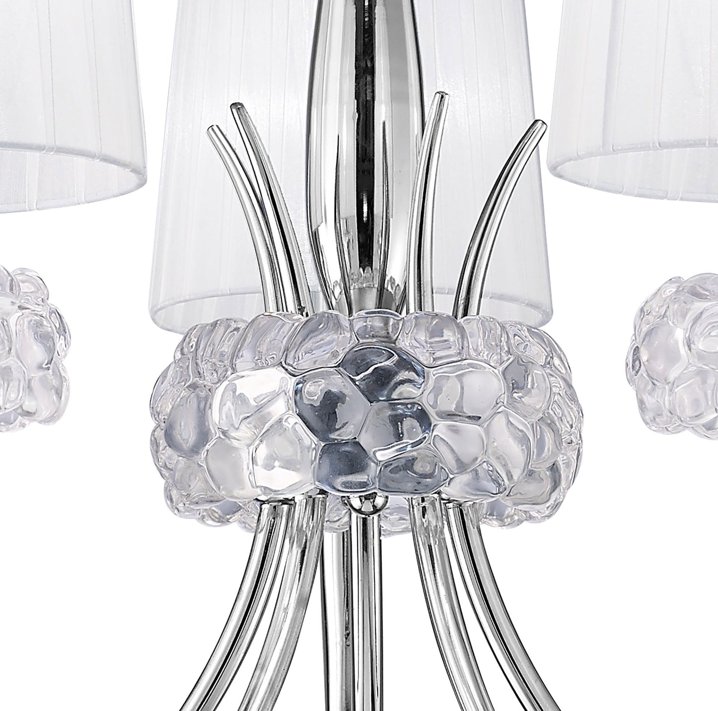 Loewe Pendant 5 Light E14, Polished Chrome With White Shades by Mantra