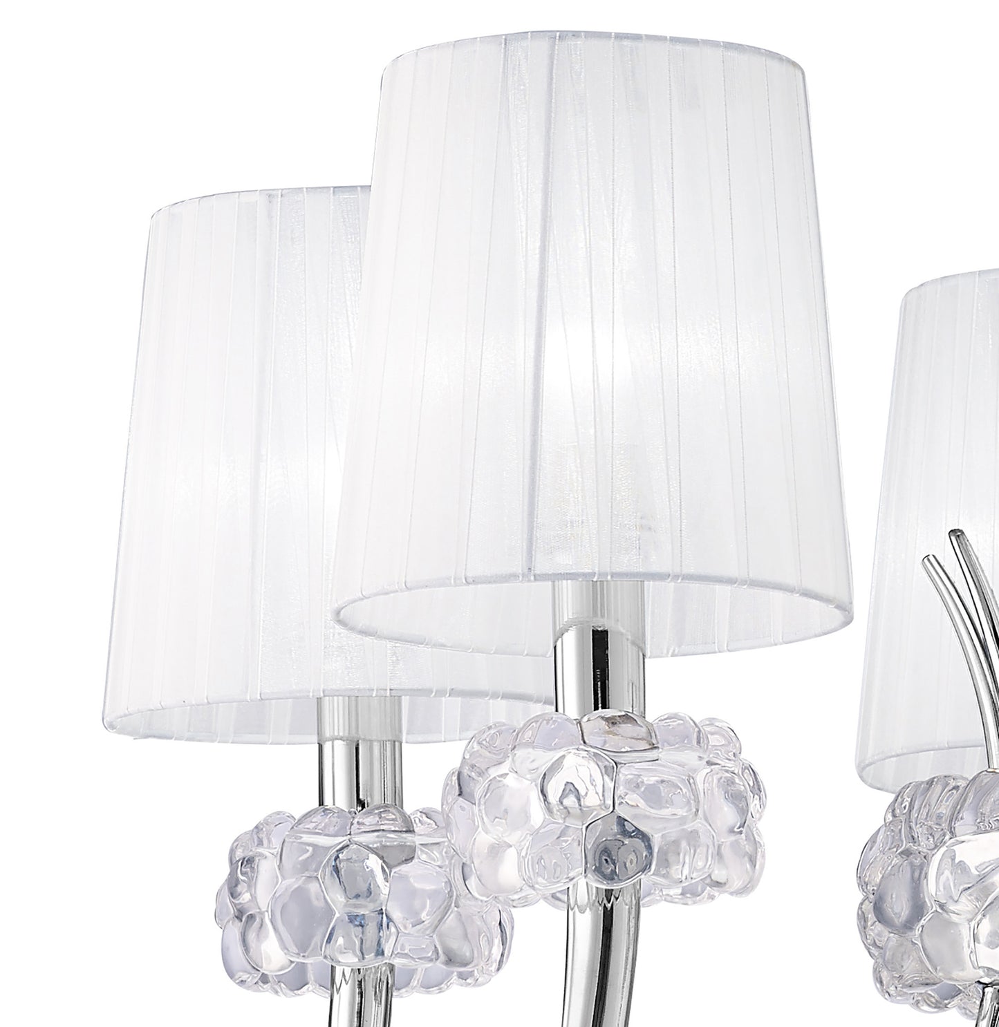 Loewe Pendant 5 Light E14, Polished Chrome With White Shades by Mantra